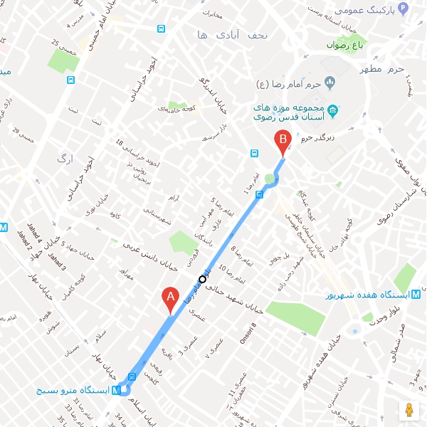 تصویر نقشه هتل آپارتمان معین درباری مشهد